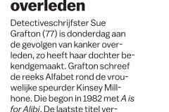 Alfabetauteur Sue Grafton overleden